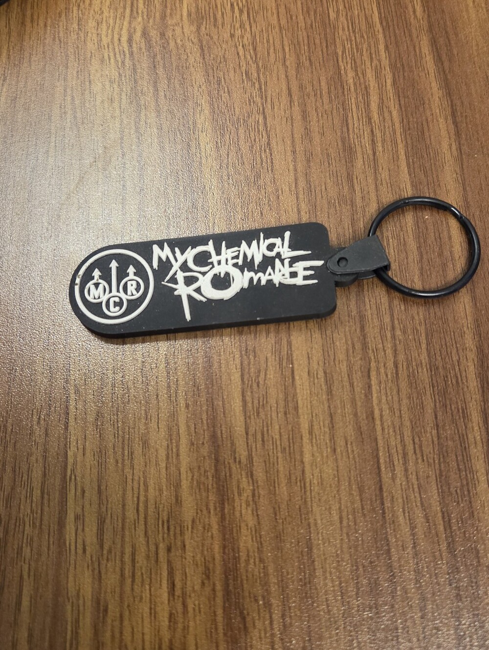 Vintage My Chemical Romance MCR Rubber Keychain Black & White Logo Emo Merch